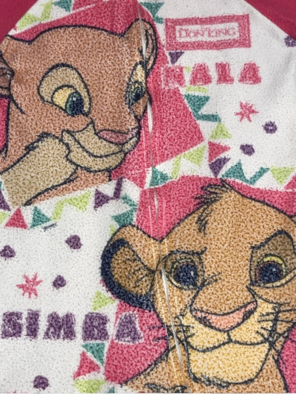 Disney Pajamas Girls Size 5 Lion King Simba Nala Vintage 90’s Fleece Pink White